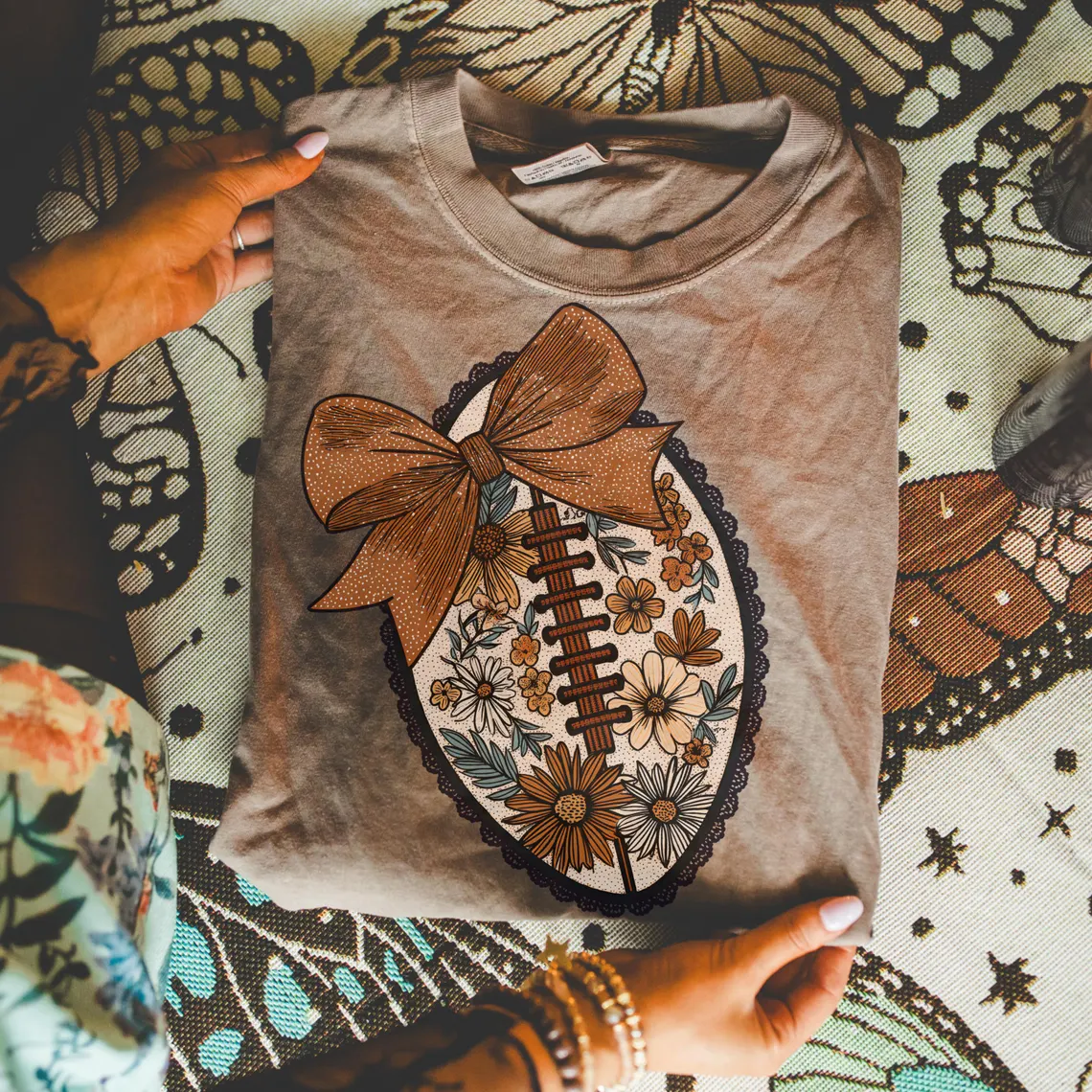 Floral Football Game Day Tee
